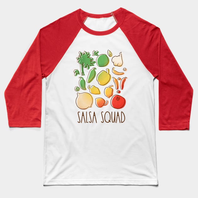 Salsa Squad for Spicy Food Lovers Baseball T-Shirt by aaronsartroom
